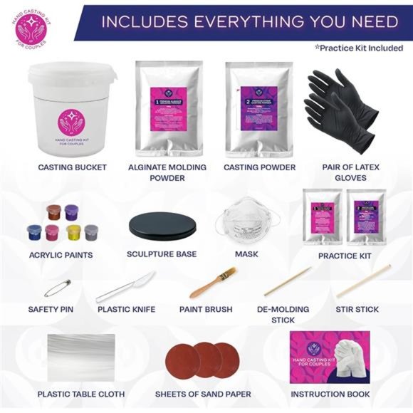 Hand Casting Kit for Couples with Practice Kit - Hand Mold Casting Kit - Picture 2 of 6